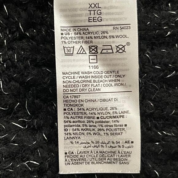 OLD NAVY Ruffle-Trim Pointelle-Knit Sweater Plus Size XXL in Black Jack Shimmer - Picture 10 of 10